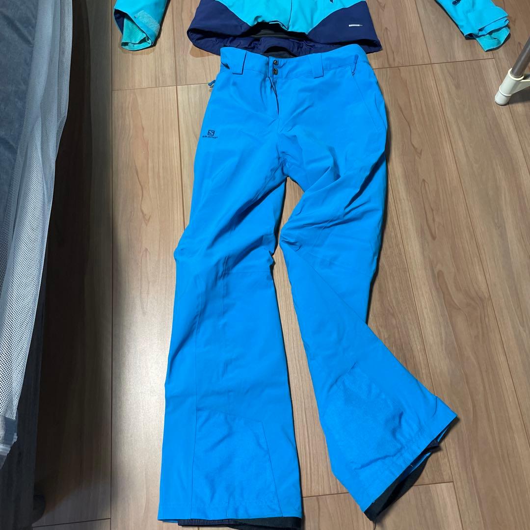 Salomon スキーウェア 青色 取り外しフード付き