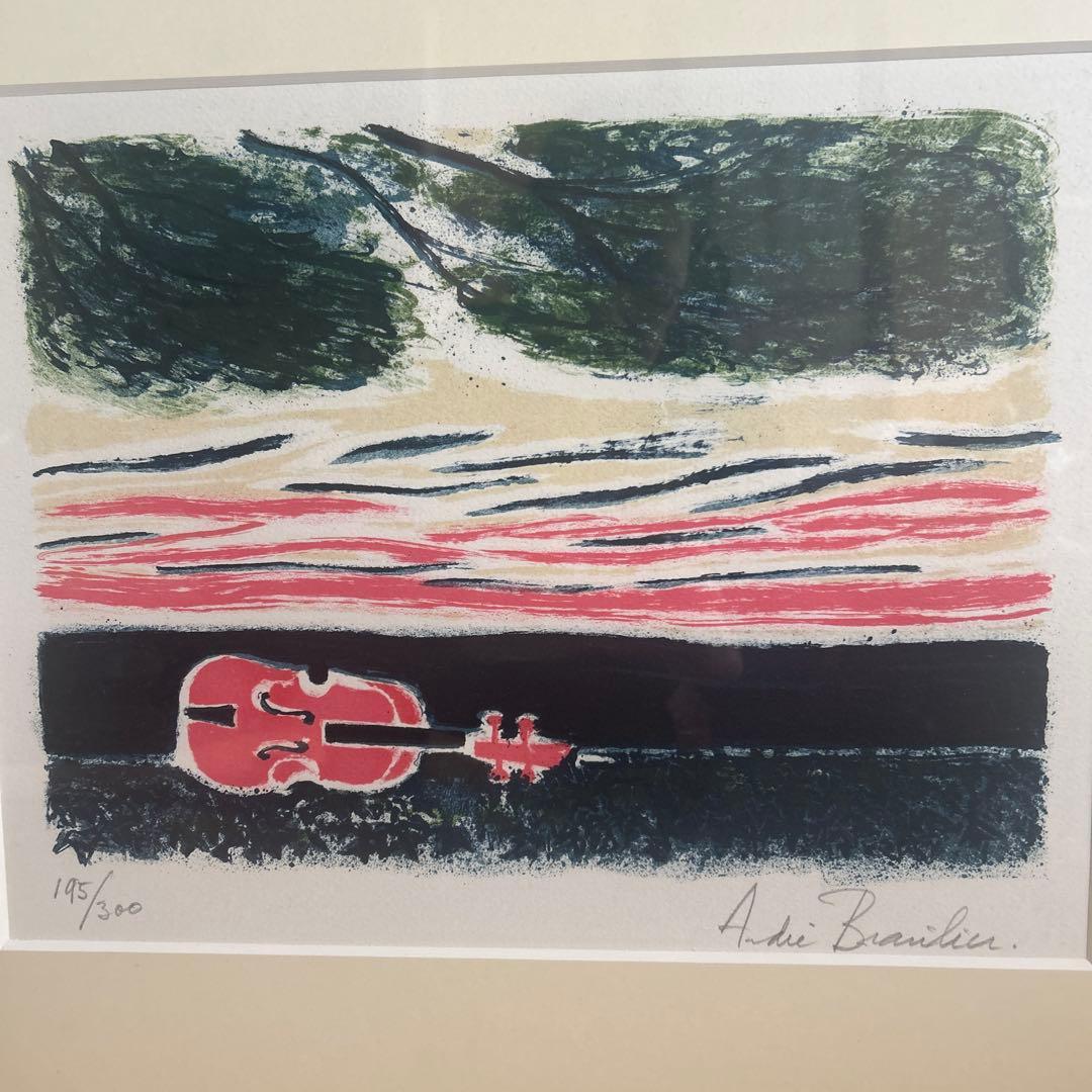 アンドレ・ブラジリエ　リトグラフ「夕方のヴァイオリン」　#195/300