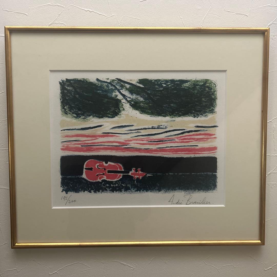 アンドレ・ブラジリエ　リトグラフ「夕方のヴァイオリン」　#195/300