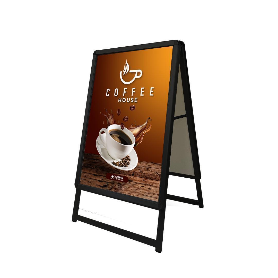 看板 店舗用たて看板 A1 アルミ製 屋内 屋外対応(両面A1ブラック)1544