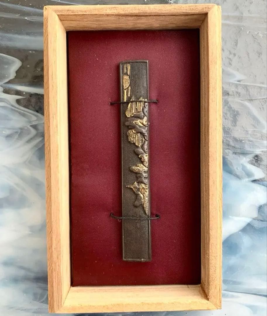 山水画図柄小柄袋　刀装具