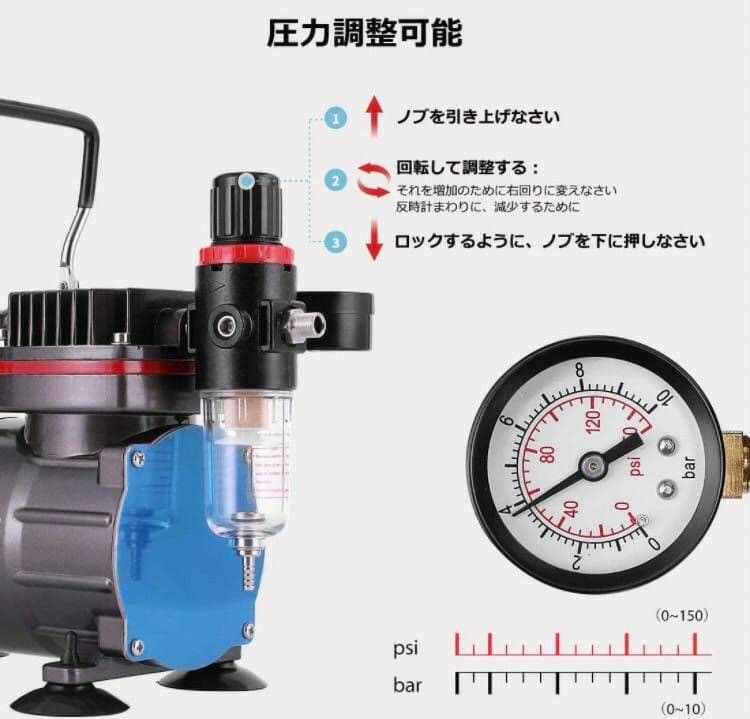 エアー ブラシ コンプレッサー セット オイルレス プラモデル