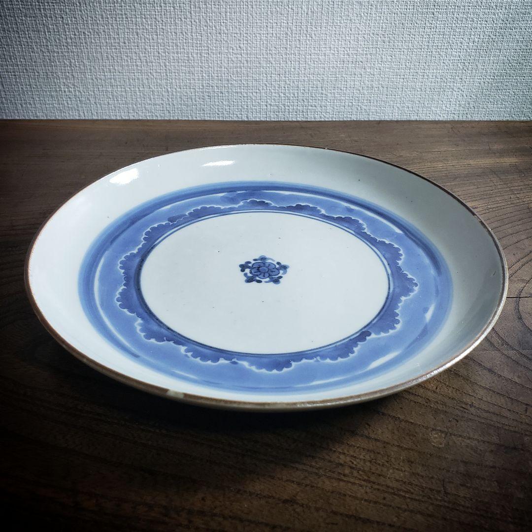 皿　古伊万里　江戸　五弁花　雲　唐草　染付　珍品