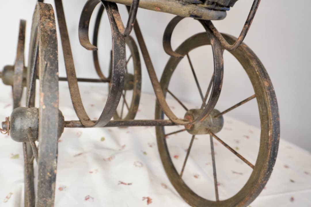 フランス アンティーク ドール用ベビーカー 乳母車 ラタン アイアン