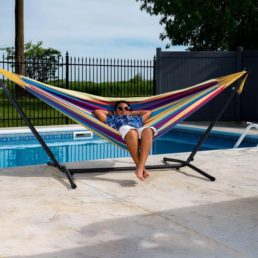 ★新品未使用★VIERE ダブルサイズで大きめのハンモック・スタンド付