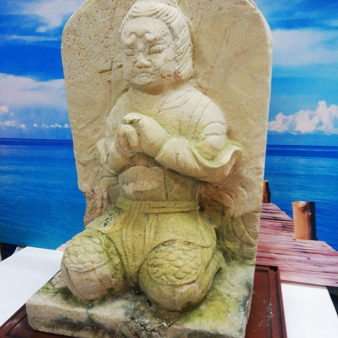 仏教美術石仏石灰岩高さ４６センチサイズ重量１０キログラム地域詳細不明オブジェ置物