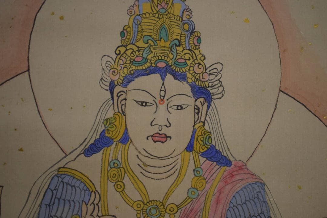 真作/西本正明/阿修羅画賛/金泥/布袋屋掛軸HI-881