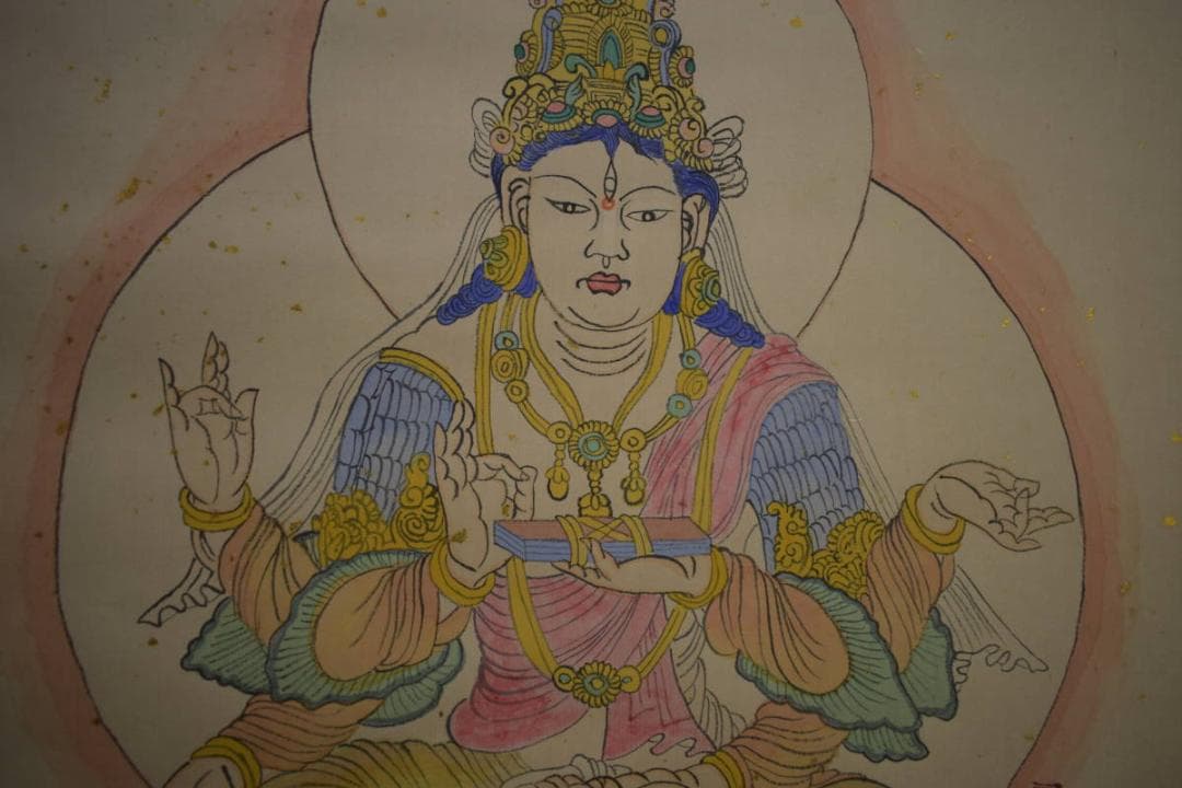 真作/西本正明/阿修羅画賛/金泥/布袋屋掛軸HI-881