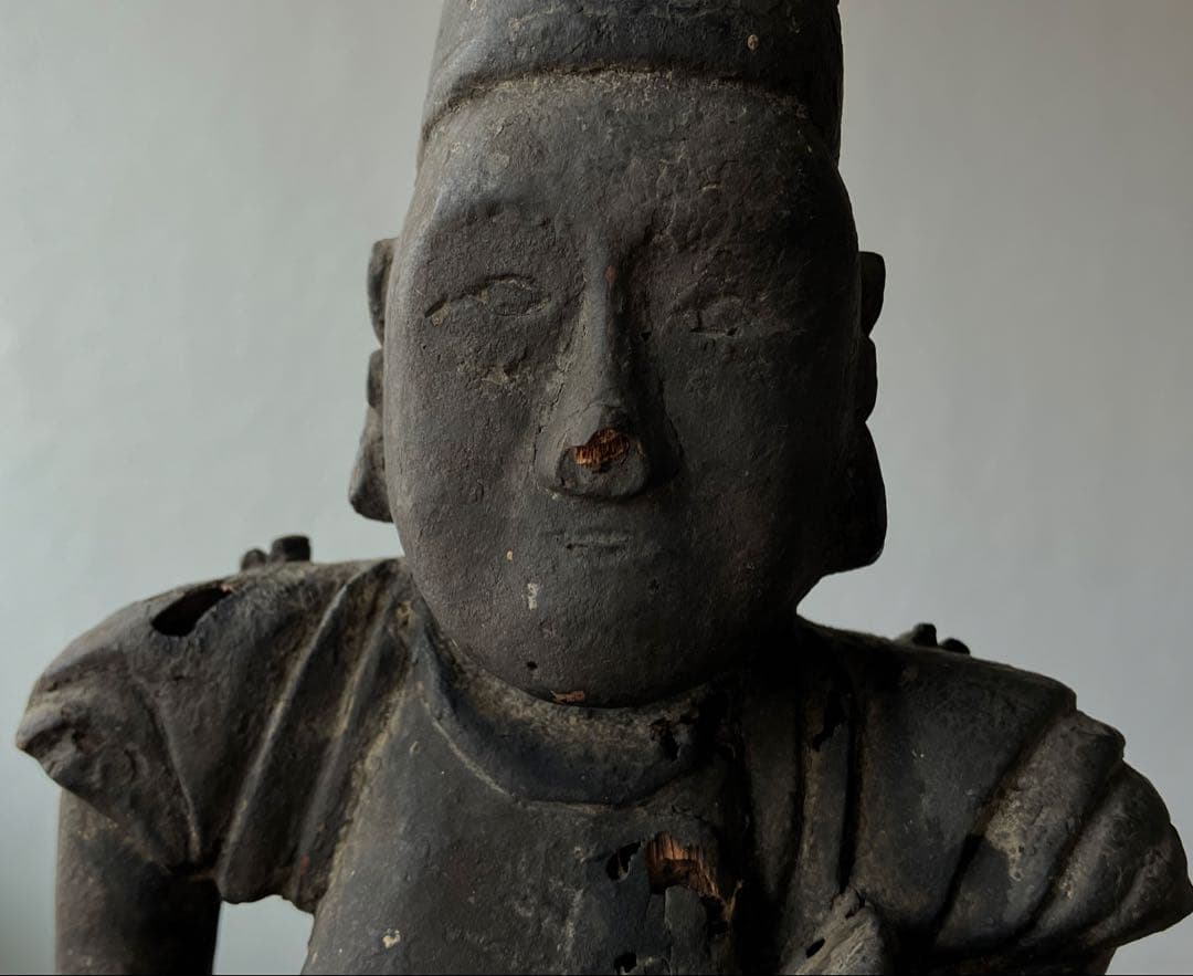 【いい顔、です、、黎明期の恵比寿像】室町骨董七福神アンティーク仏像美術彫刻民藝