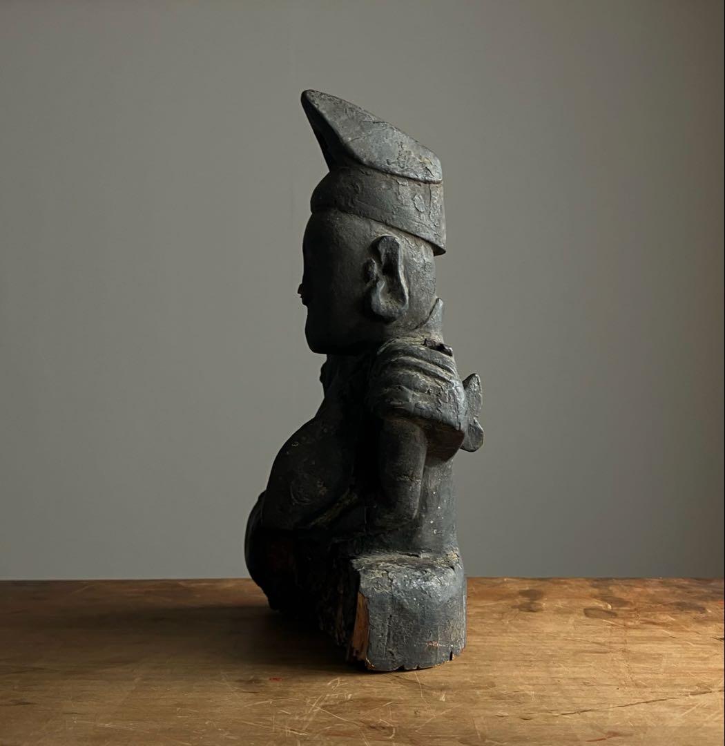 【いい顔、です、、黎明期の恵比寿像】室町骨董七福神アンティーク仏像美術彫刻民藝