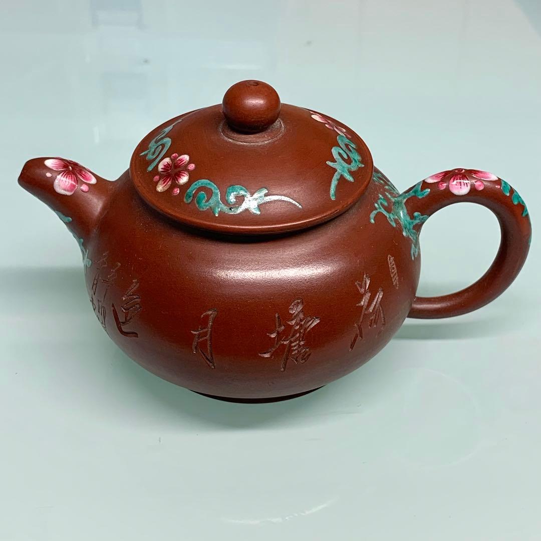 本物保証　中国陶器　宜興紫砂壺　手作り　民家収蔵品　茶道具　時代物　インテリア