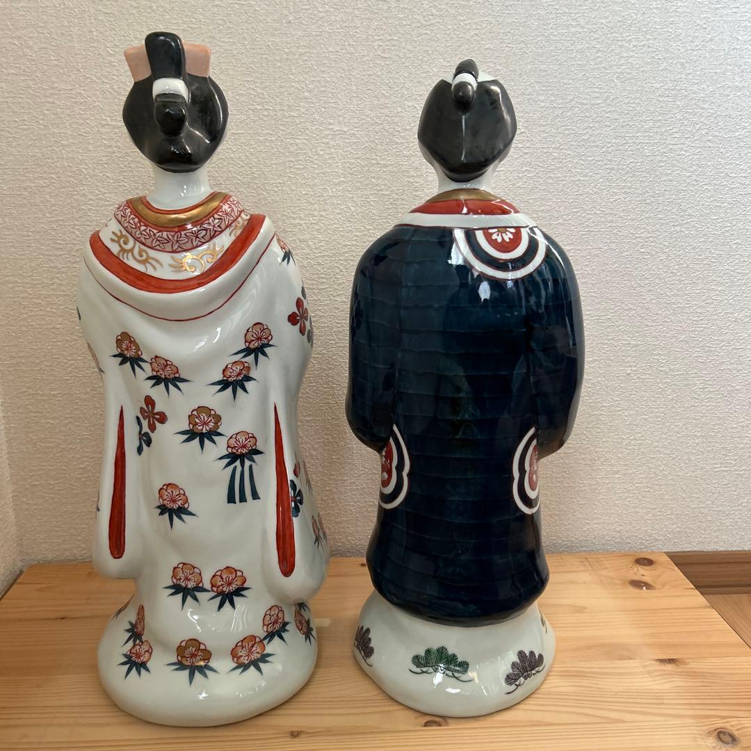 有田焼 円左エ門 古伊万里 人形写 男女ペア 大型 高さ約43cm床の間和室飾り