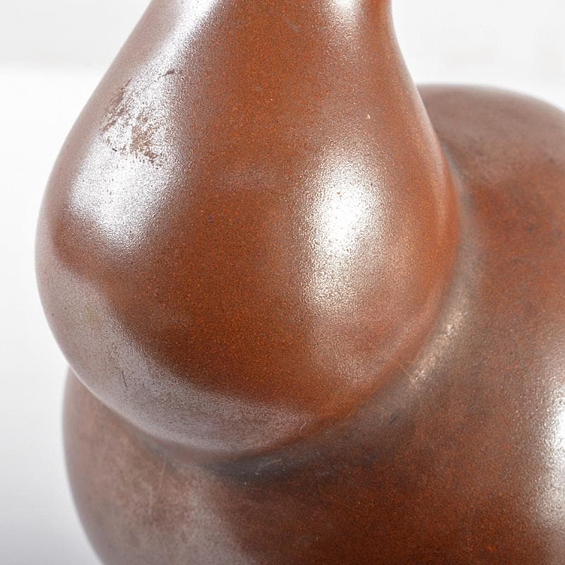 富山県　小杉焼　柿釉　酒器　鴨徳利　M　R5357