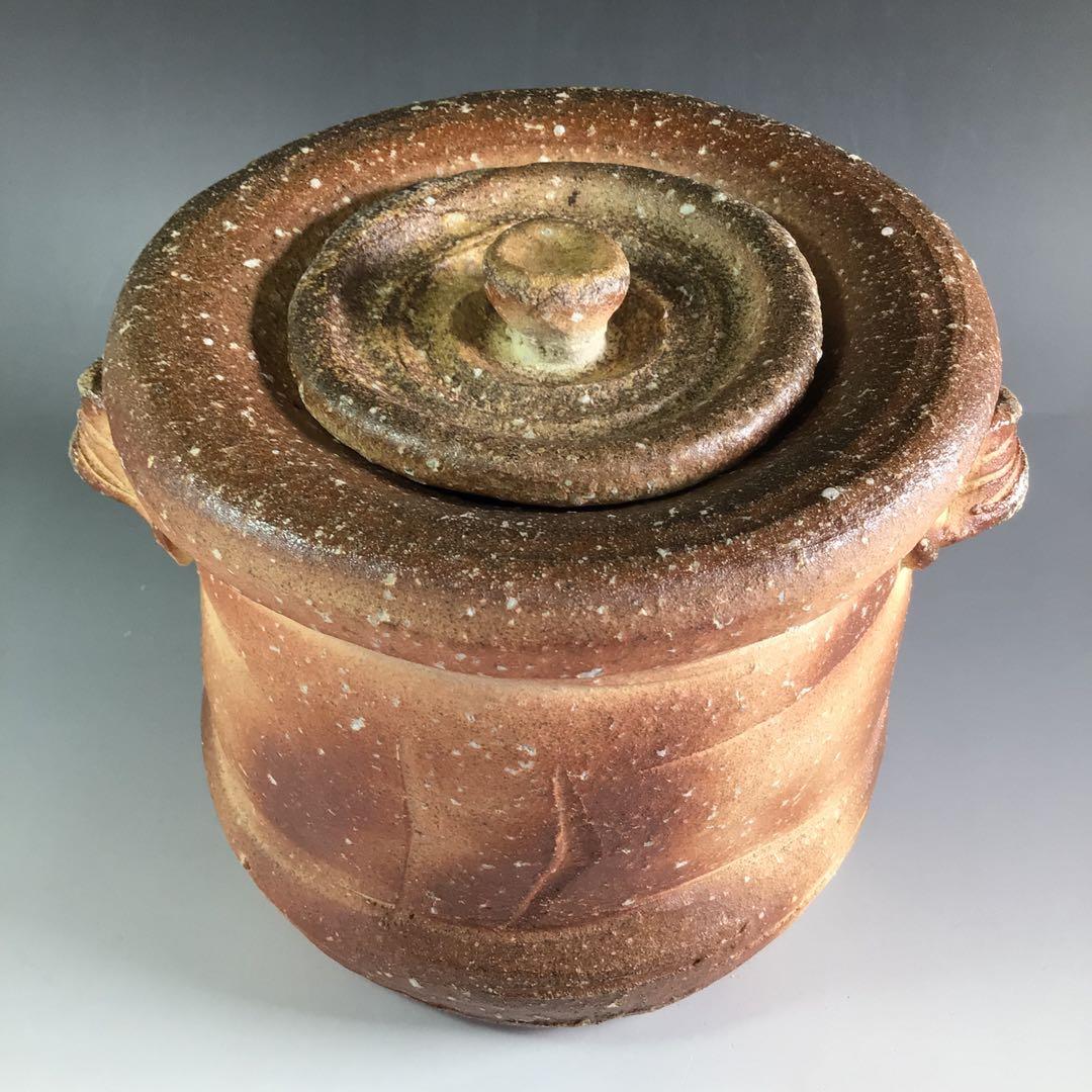 Ｒ６５４　水指　『信楽焼』『上田光春造』『表千家　堀内宗心（兼中斎）箱書』　共箱