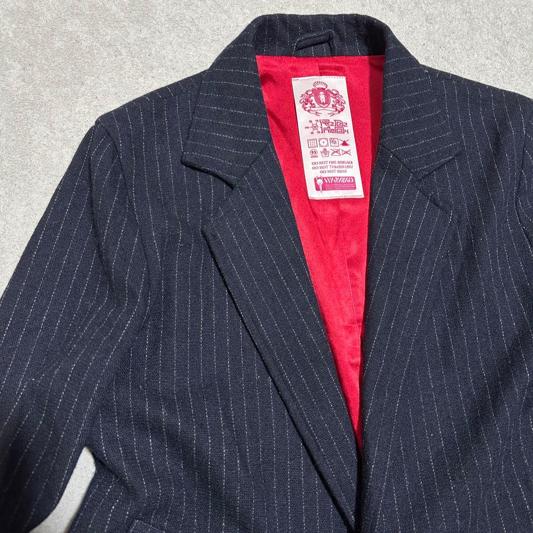 ドロヘドロ　煙　チェスターコート　メンズM ロング　ネイビー　ストライプ　グッズ