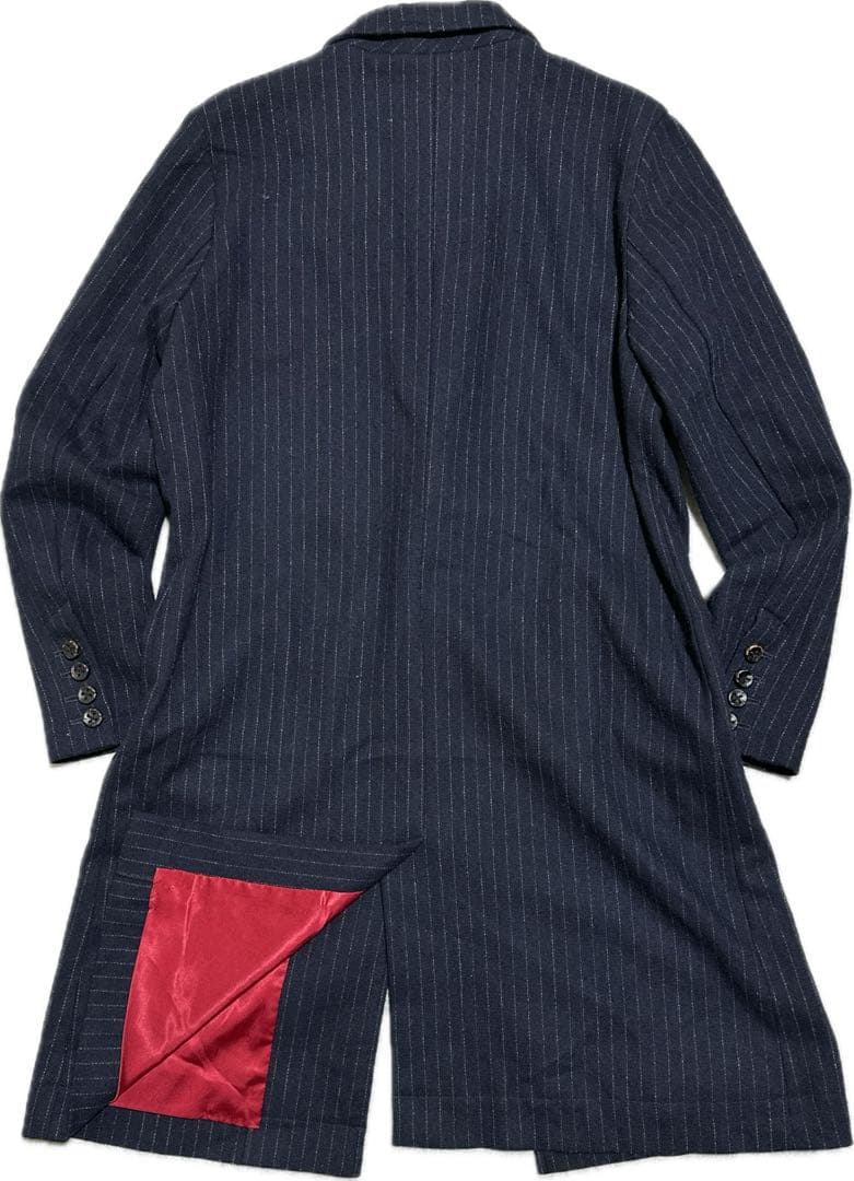 ドロヘドロ　煙　チェスターコート　メンズM ロング　ネイビー　ストライプ　グッズ