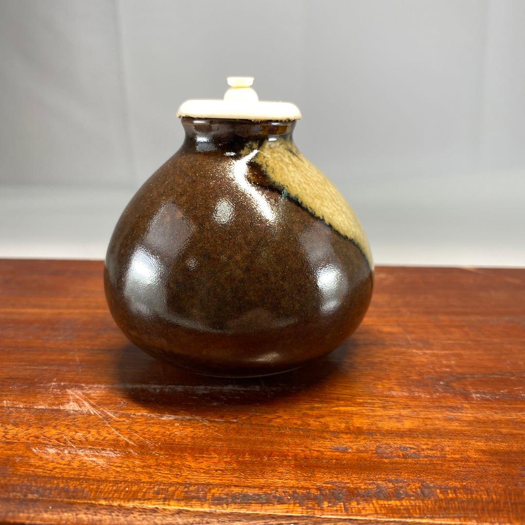 【茶道具】膳所焼茶入（共箱）