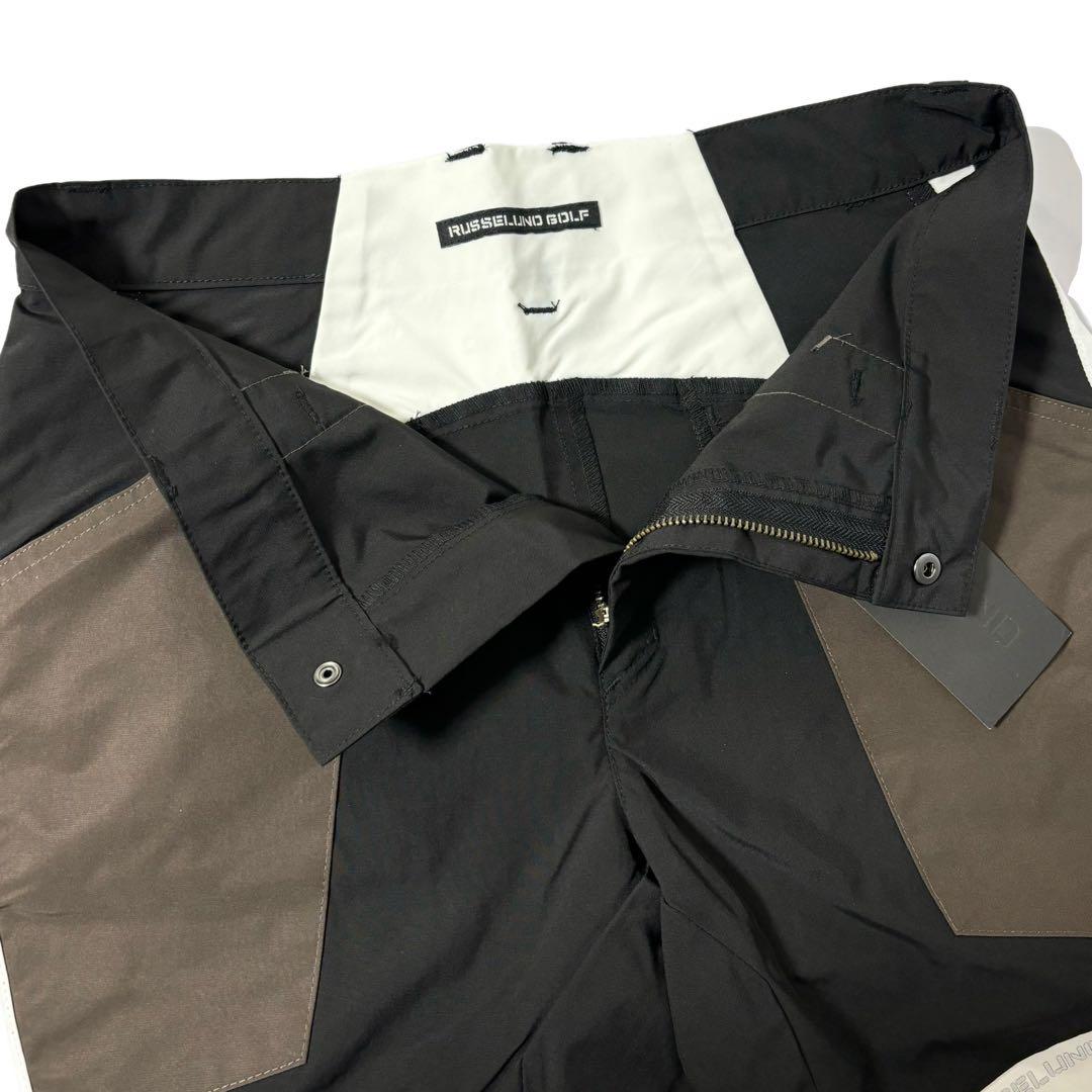 新品 ラッセルノ ゴルフ カラーパネル ショーツ ブラック XL ゴルフウェア