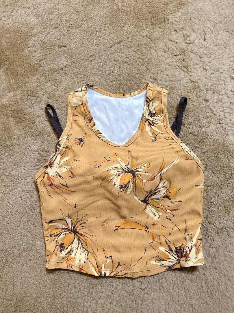 【SUKALA】リブBigフラワープリントショートタンクトップ