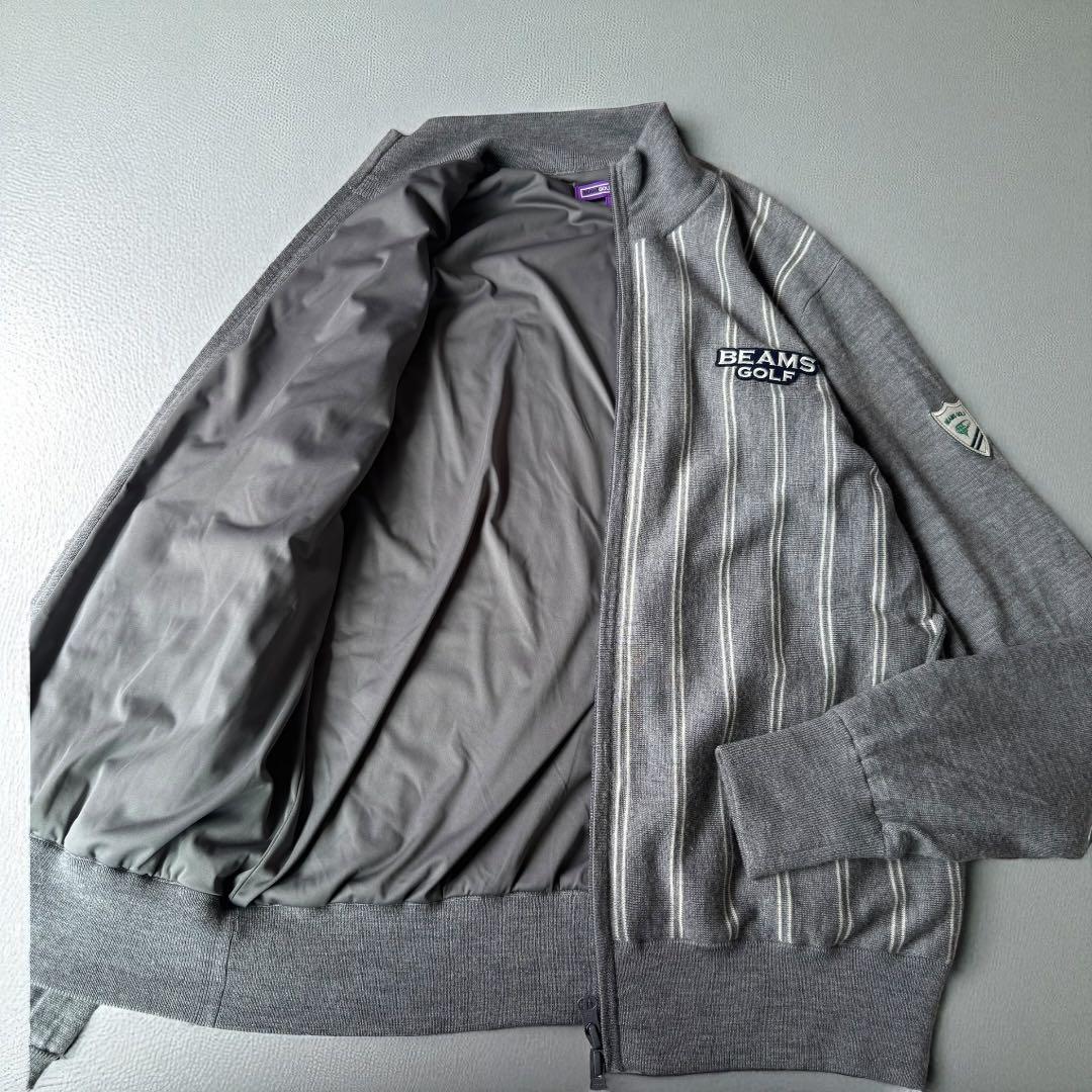 美品✨ビームスゴルフ　ストライプ　ニットブルゾン　ワッペン　刺繍　ジャケット