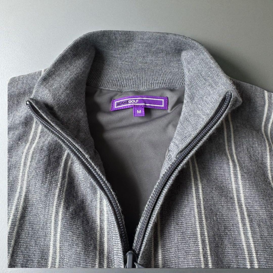 美品✨ビームスゴルフ　ストライプ　ニットブルゾン　ワッペン　刺繍　ジャケット