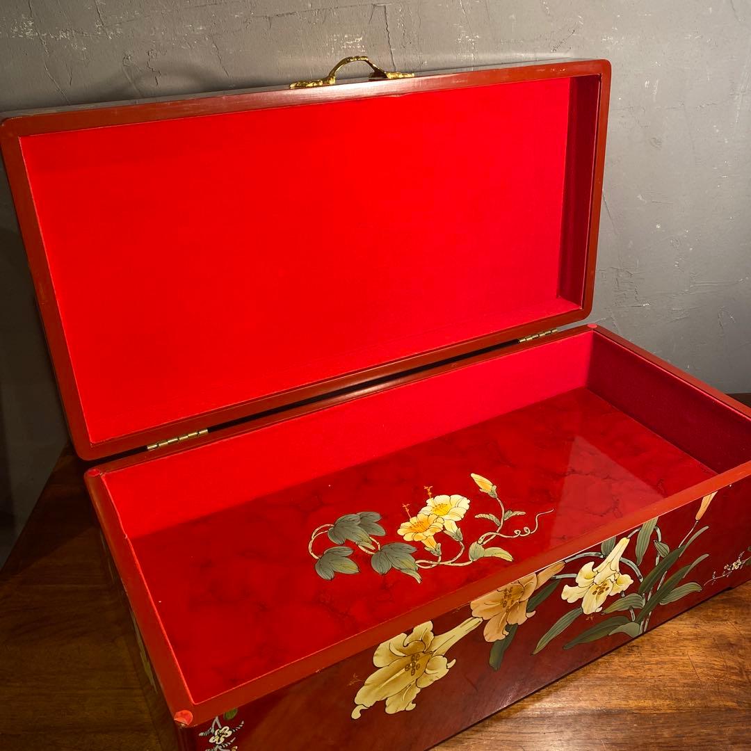 シノワズリ 二段収納箱 花柄 高級品 宝箱 ボックス インテリア ヴィンテージ