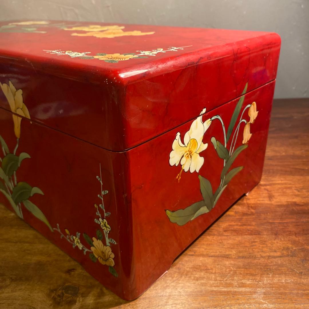 シノワズリ 二段収納箱 花柄 高級品 宝箱 ボックス インテリア ヴィンテージ