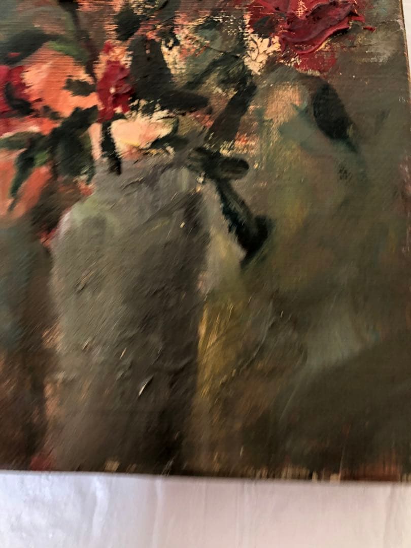 油絵（赤い花）