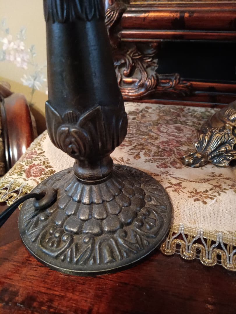 アンティーク　トンボステンドグラスランプ　アールヌーボー