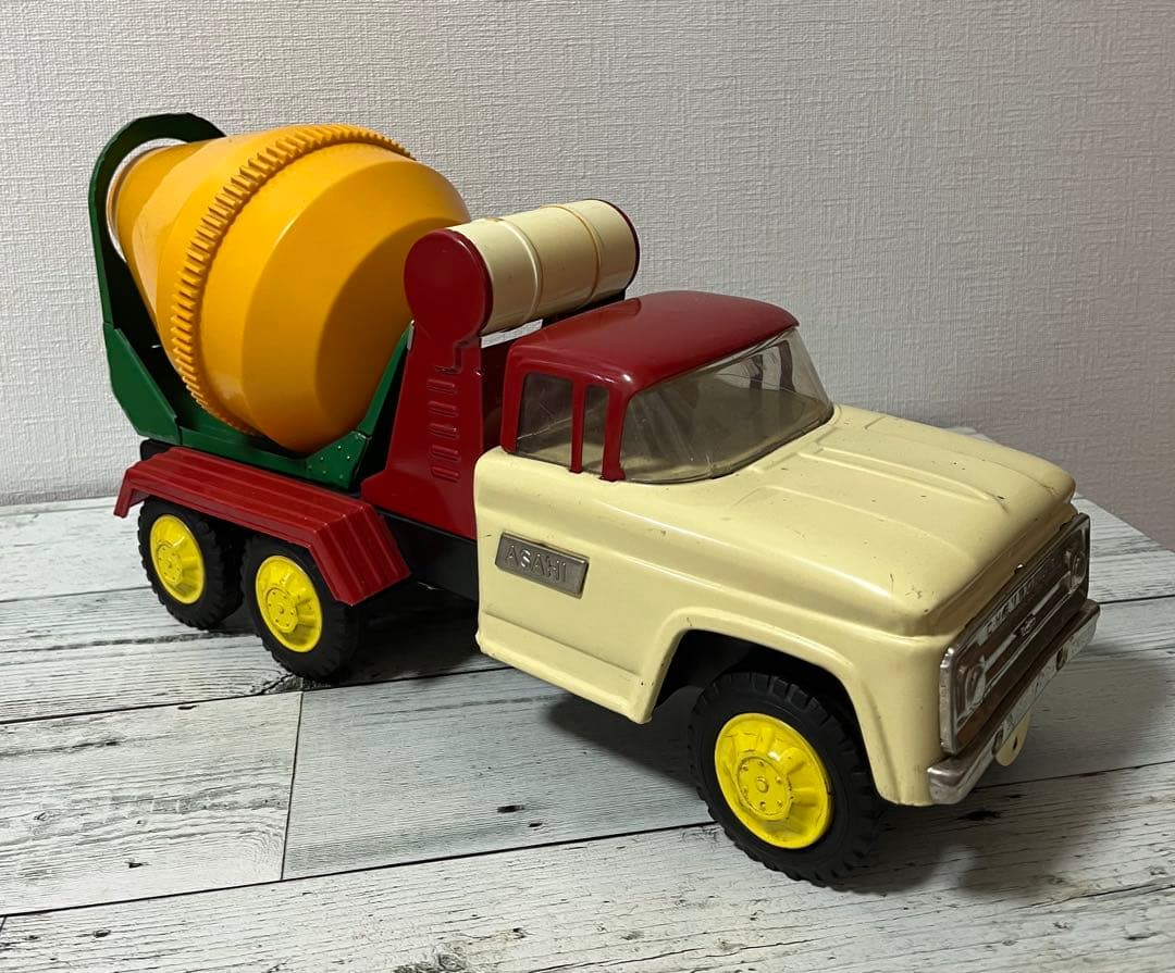 特大　昭和レトロ　ブリキ製トラック（日本製、アサヒ玩具製）　セメントミキサー車