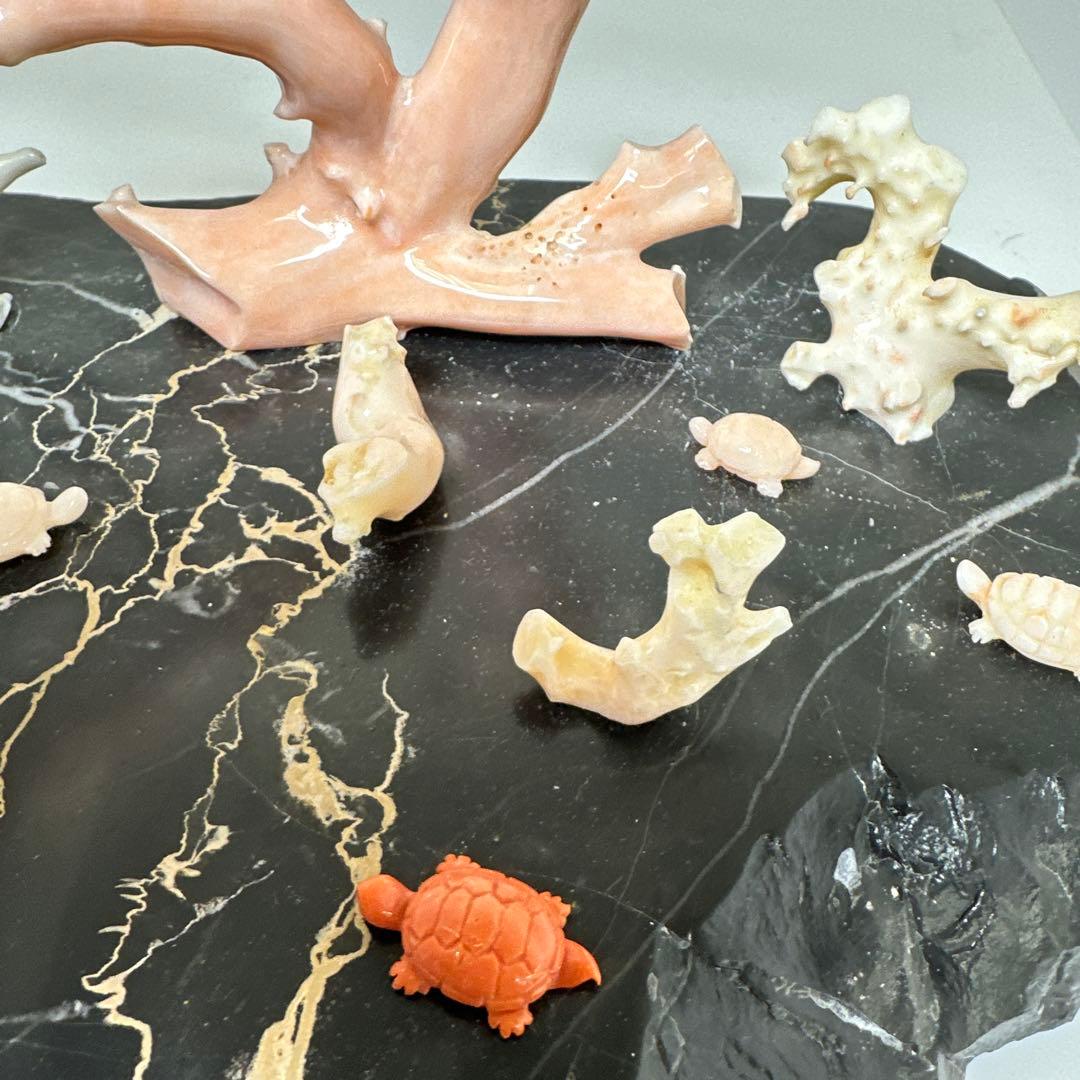 本ぼけ珊瑚　極太原木　赤珊瑚カメ　置物　約291gトコエ　東さ8-0104☆1F