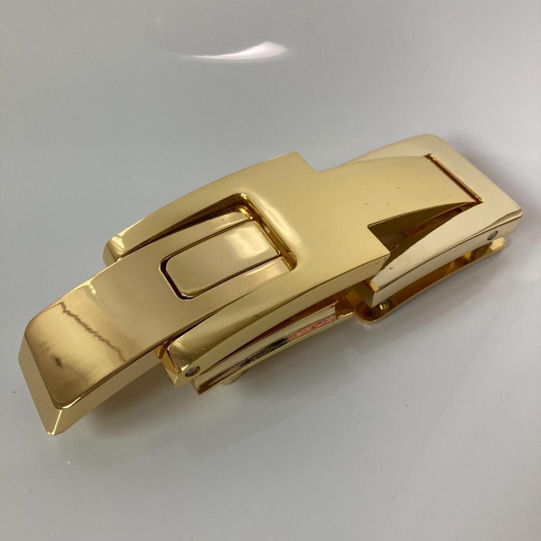 【訳あり】パワーベルト レバーアクション ワンタッチ可変式 ブラウン×金 本革