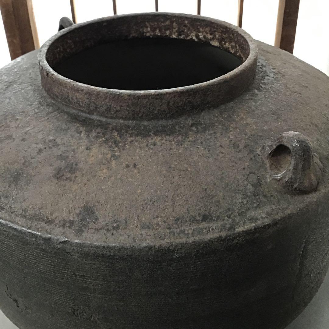 骨董品　茶道具　肩衝釜　蓋つまみ装飾豪華￼ 昭和36年以前の品　共箱　S80KK