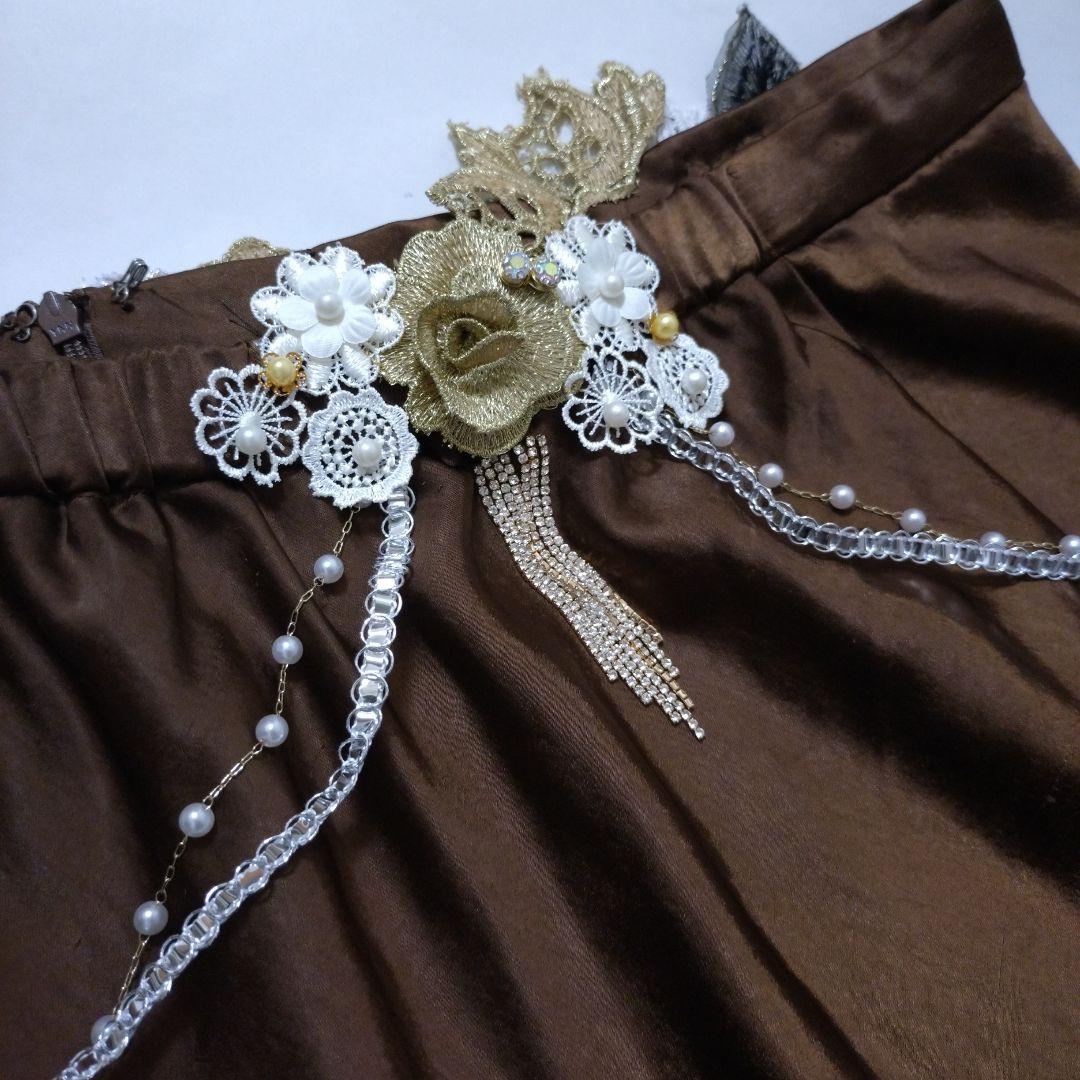 ベリーダンス セットアップ 衣装　ブラウン　サテン　茶色　ブラベルト