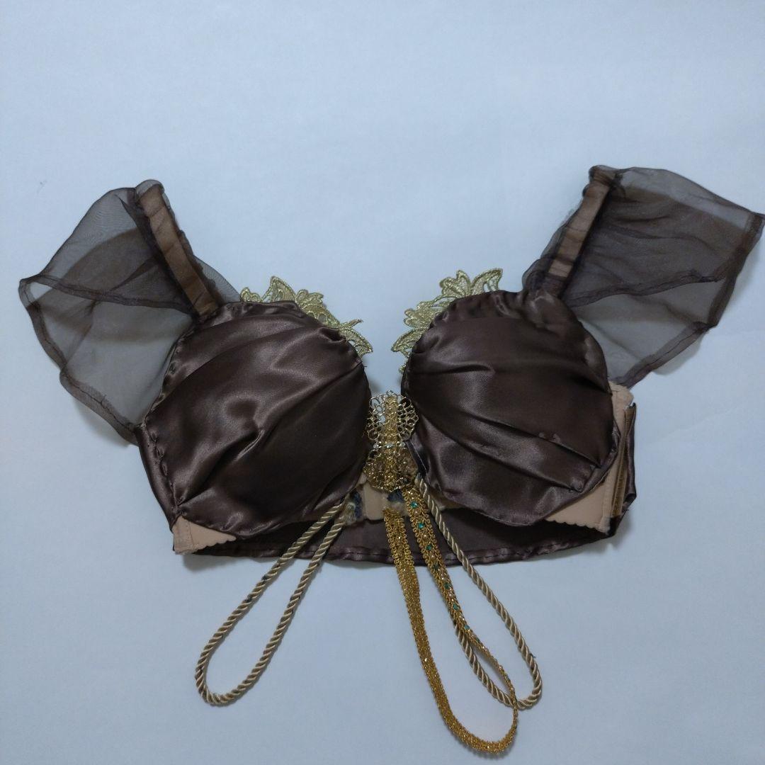 ベリーダンス セットアップ 衣装　ブラウン　サテン　茶色　ブラベルト