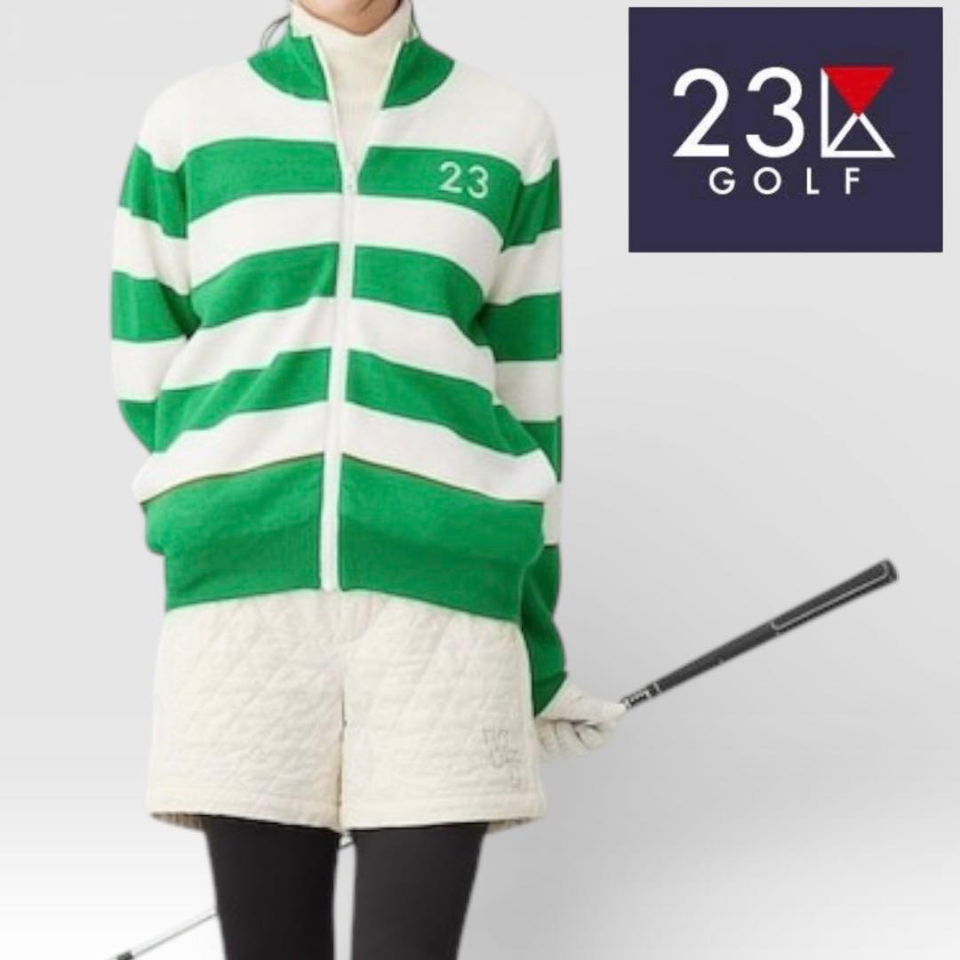 【新品未使用】23区ゴルフ M 2倍可愛い 映えカワ リバーシブルニットブルゾン