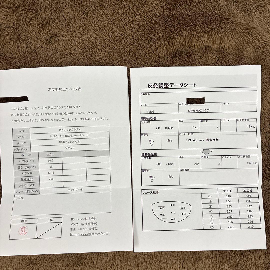 【高反発加工】ピンG440 MAX 10.5°ドライバー
