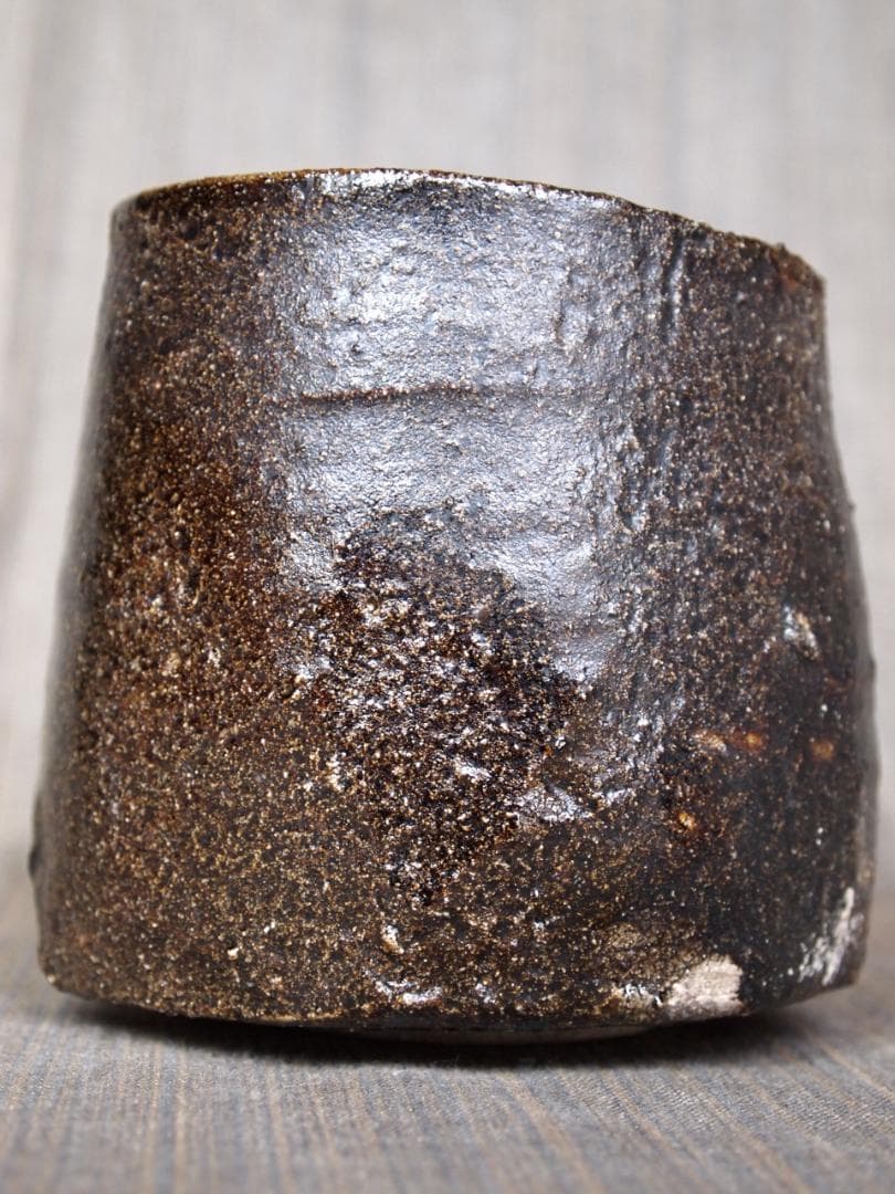 未使用★辻村塊【師＆父：辻村史朗】★引出し黒茶碗★☆共箱・共布