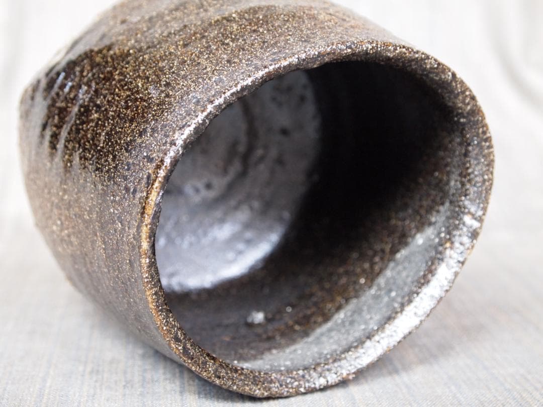 未使用★辻村塊【師＆父：辻村史朗】★引出し黒茶碗★☆共箱・共布