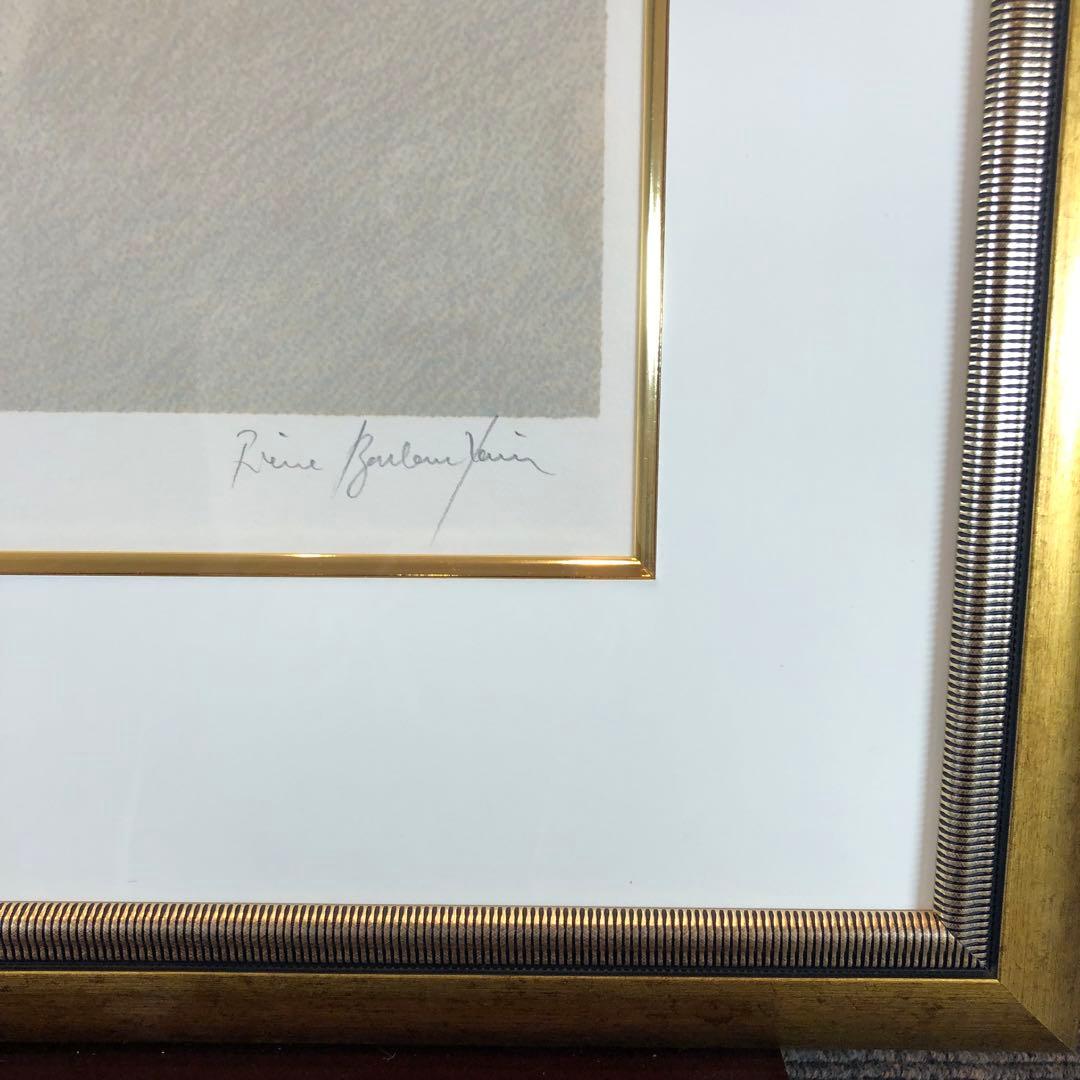 ボンコンパン　「アネモネの花束」 リトグラフ　作家直筆サイン入り　額縁付絵画