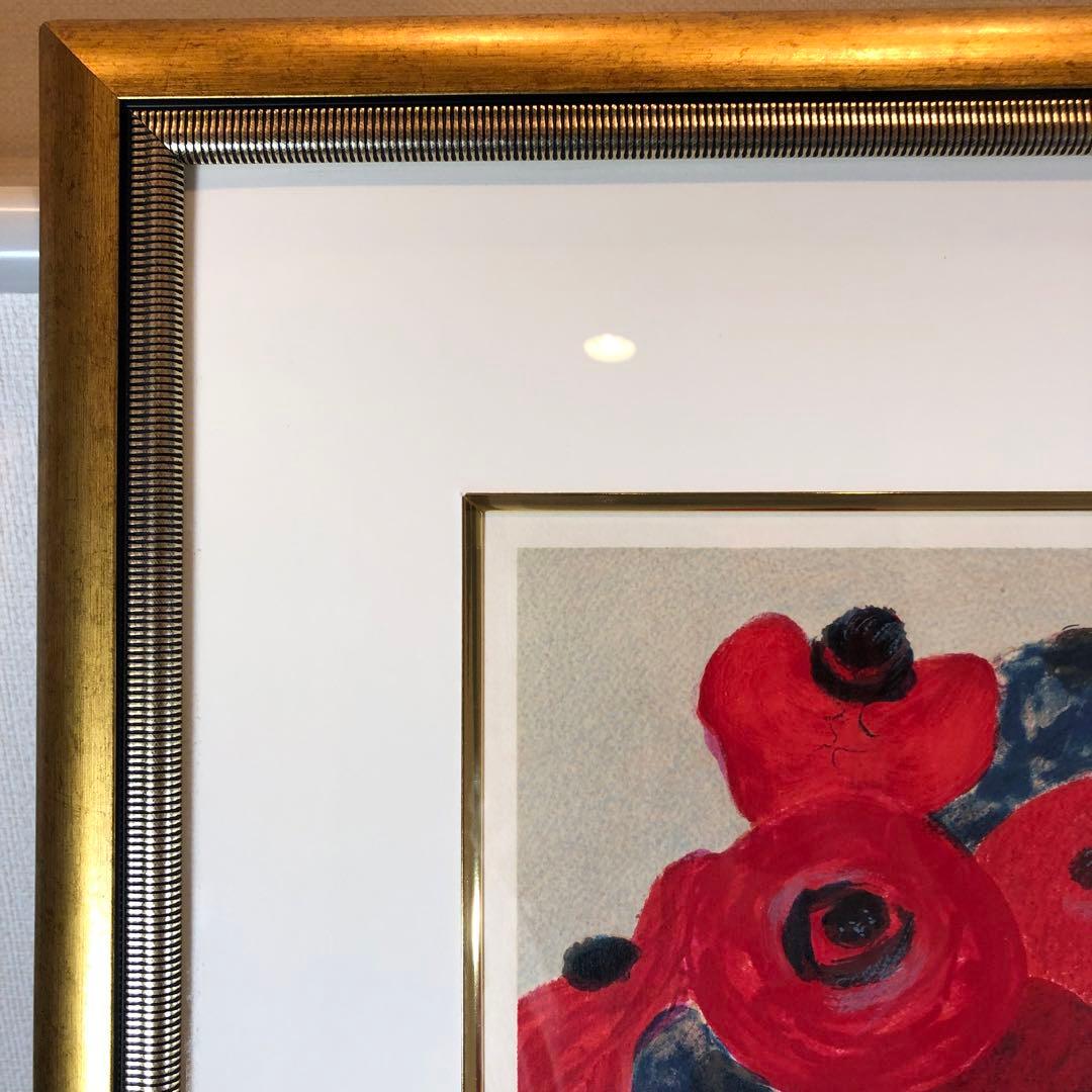 ボンコンパン　「アネモネの花束」 リトグラフ　作家直筆サイン入り　額縁付絵画