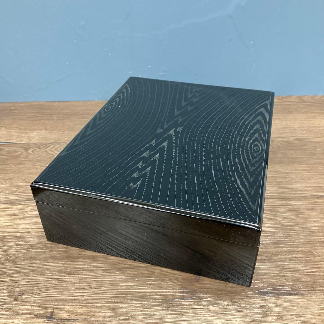 D-5 昭和レトロ 伝統工芸 会津漆器 銘撰漆器 文庫 書類入れ 木目模様