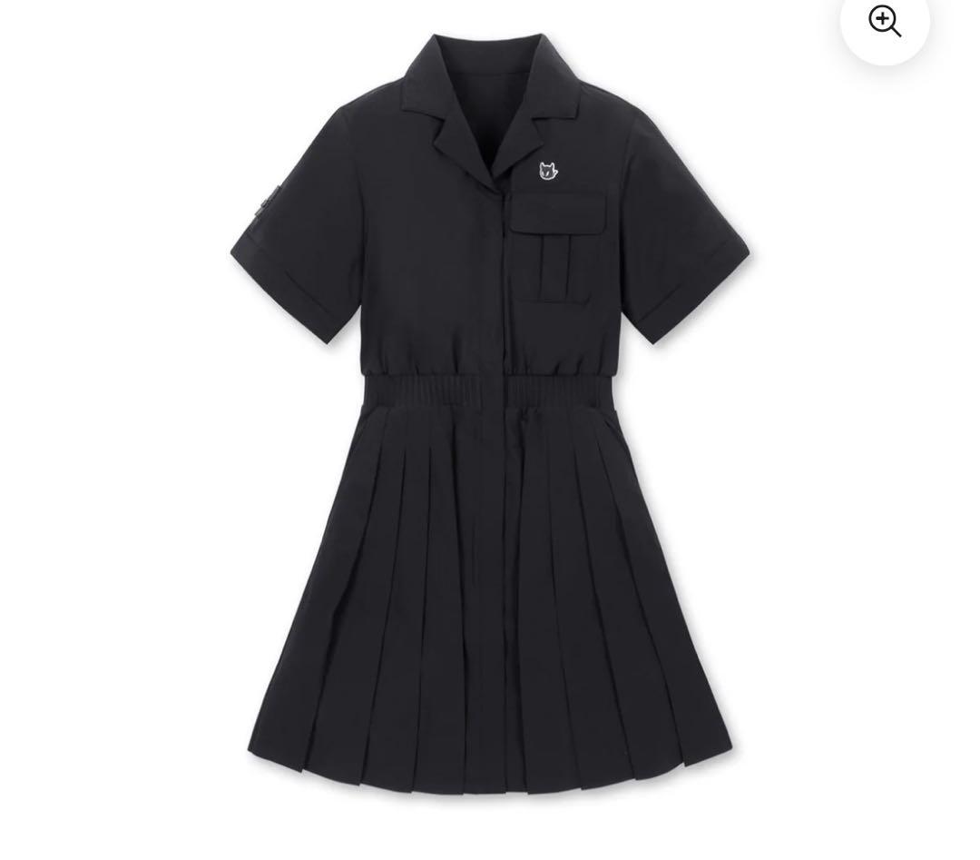 【25SS】WOMEN オープンカラーワンピース ブラック　ゴルフウェア