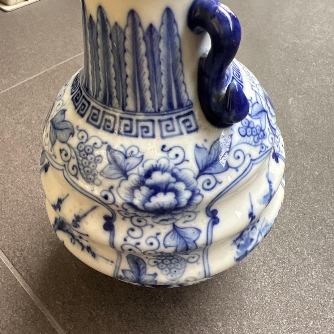 中国青花 染付 双耳瓶 花瓶 壺 陶磁器 古美術