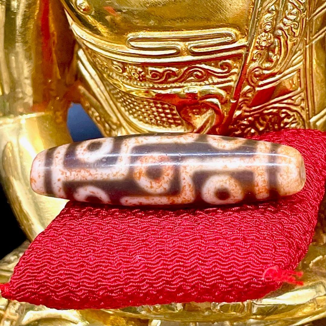 h*a様 ◆年代物◆ 九眼天珠 730 朱砂 ジービーズ 西蔵天珠 お守り 53