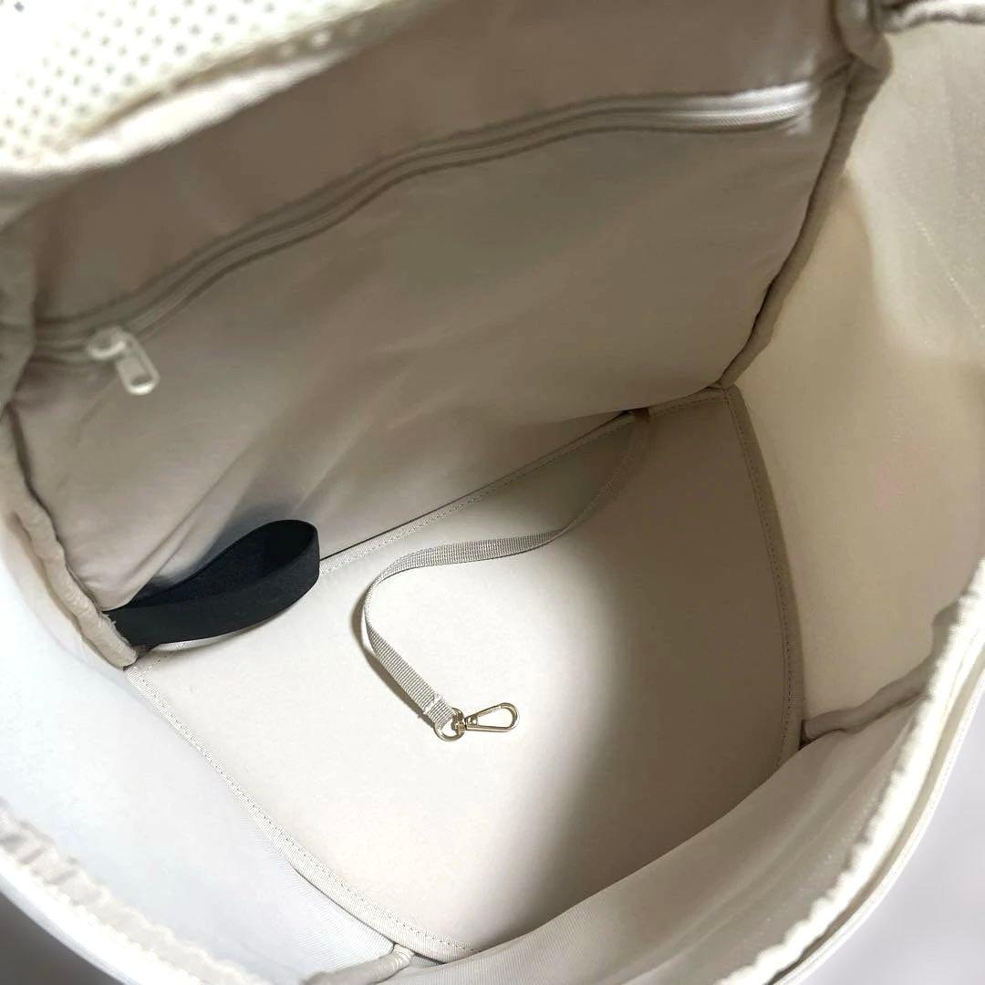 moncheri 軽量メッシュ巾着リュック　ベージュ　Mサイズ