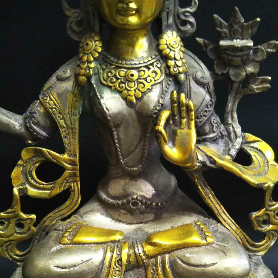 ※中国古美術/仏母座像(足銀)/チベット仏/