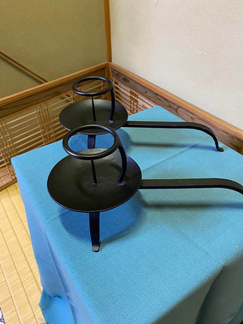 茶道具/ 夜咄道具 手燭 懐石 蝋燭立て 一対