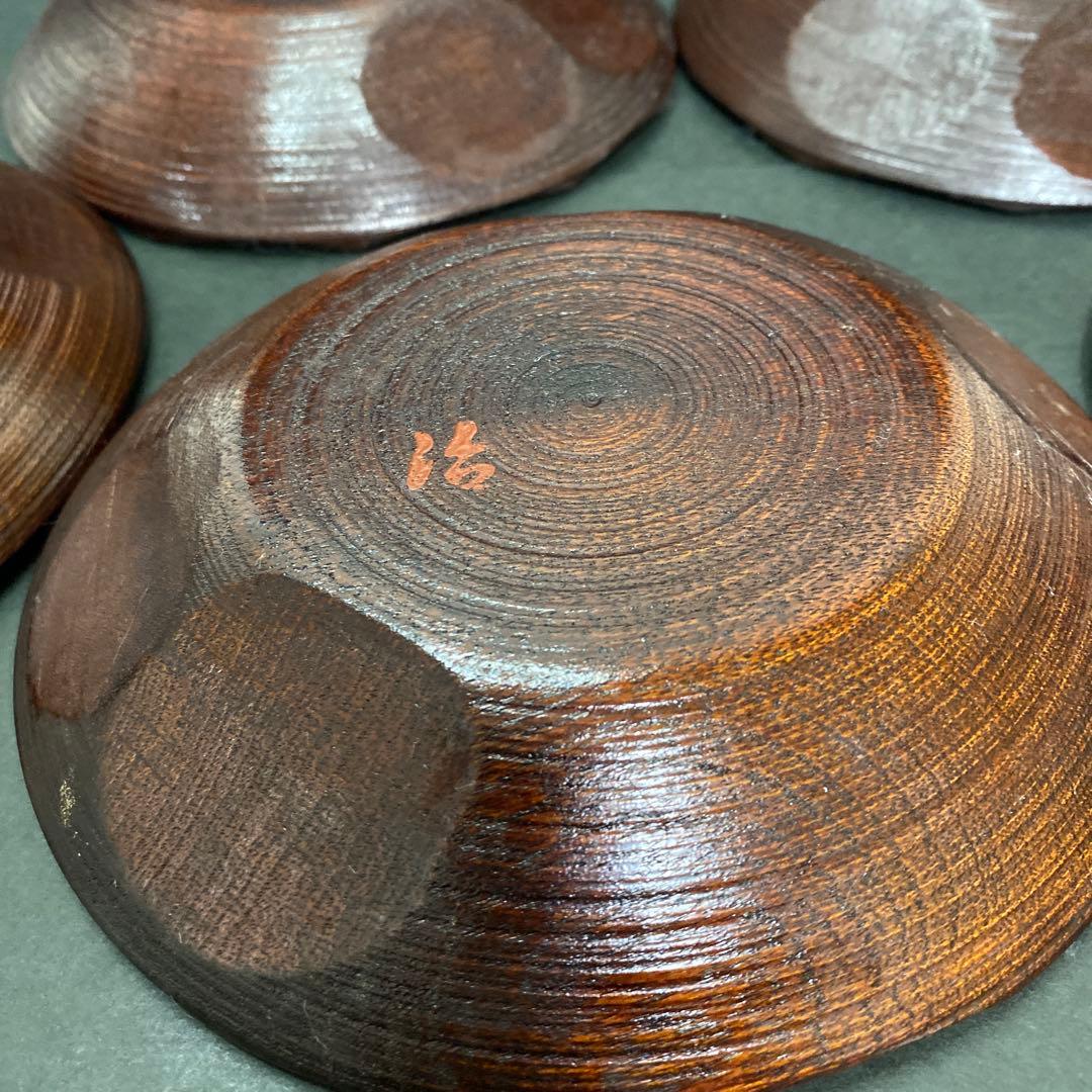 美品✨茶托 村瀬治兵衛 茶道具 本漆皿沢栗 スジ挽 ５客 箱付