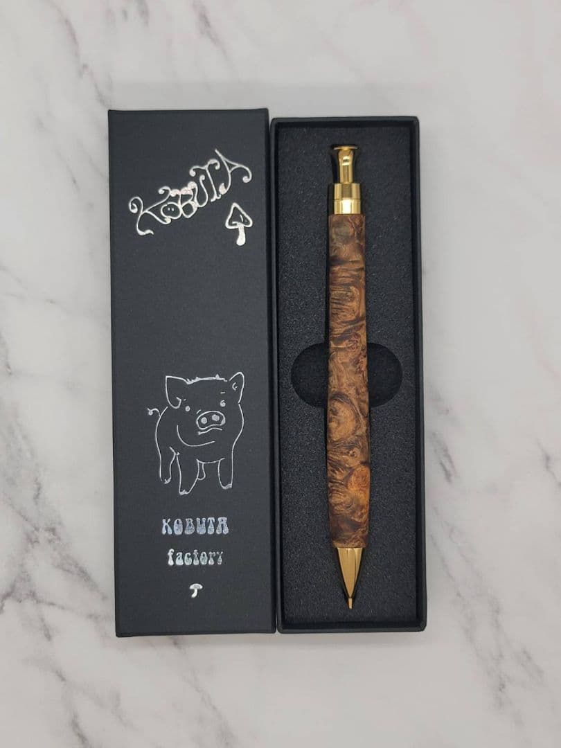 新品　こぶた工房　極上花梨瘤　白瘤+グロテスク　金金具　シャープペンシル0.5